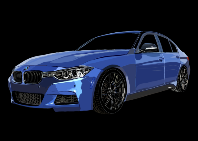 blue bmw 335i digital art