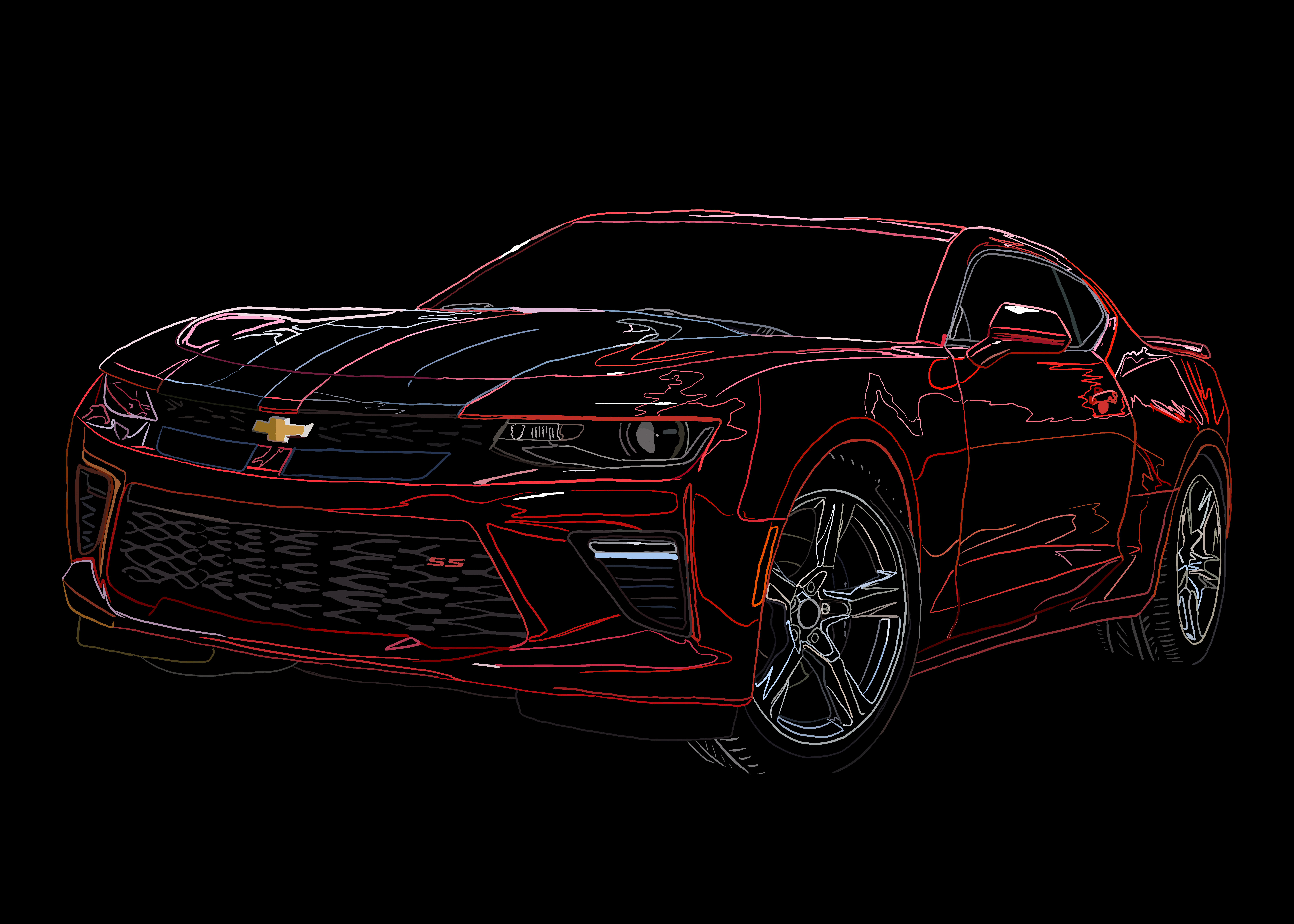 red ss camaro digital art