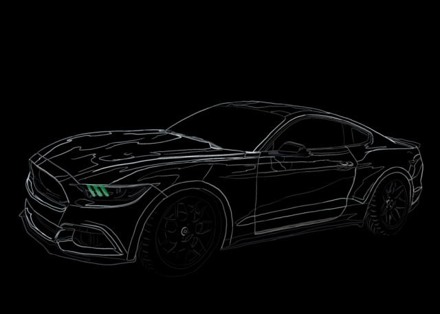 white mustang digital art
