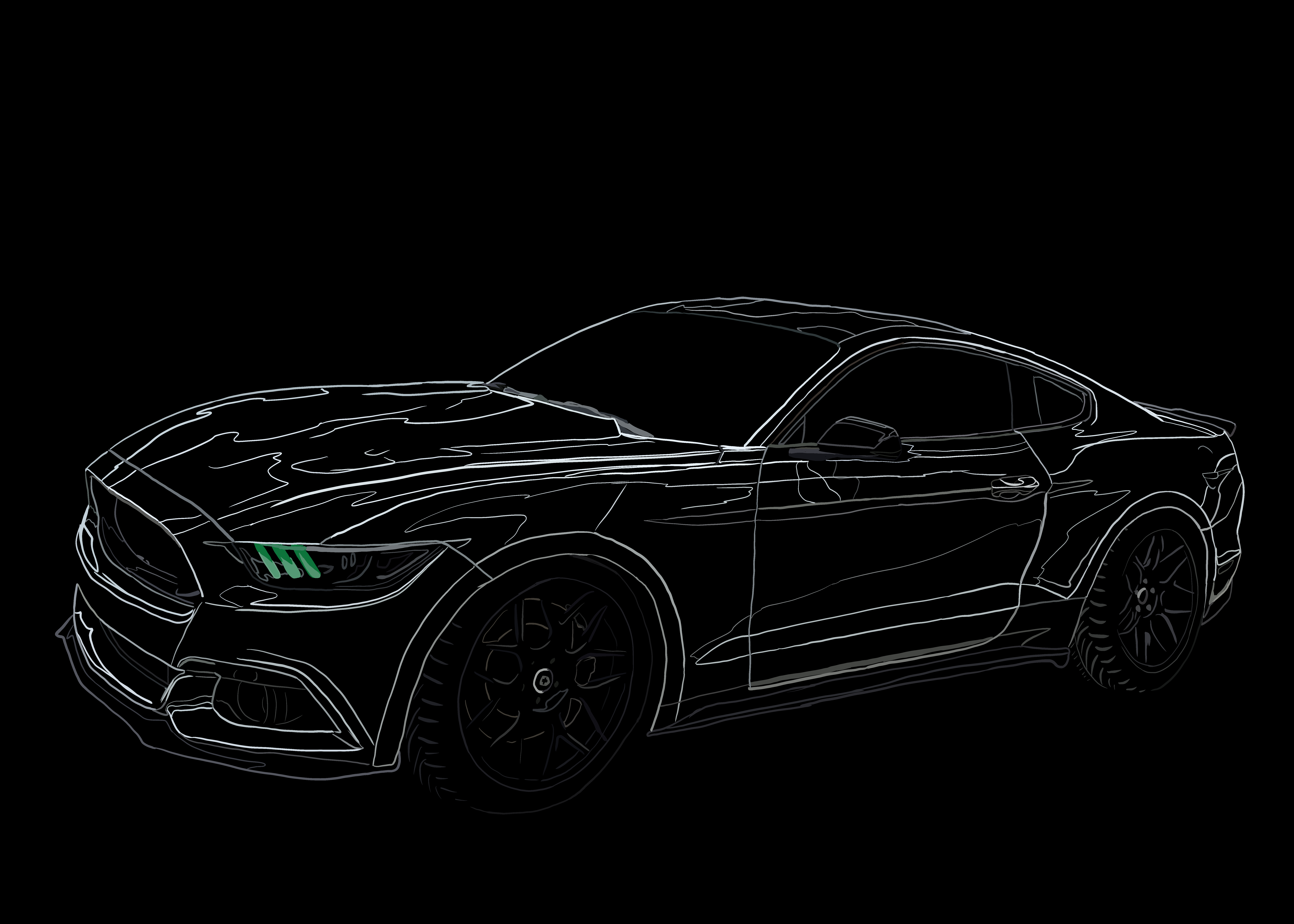 white mustang digital art